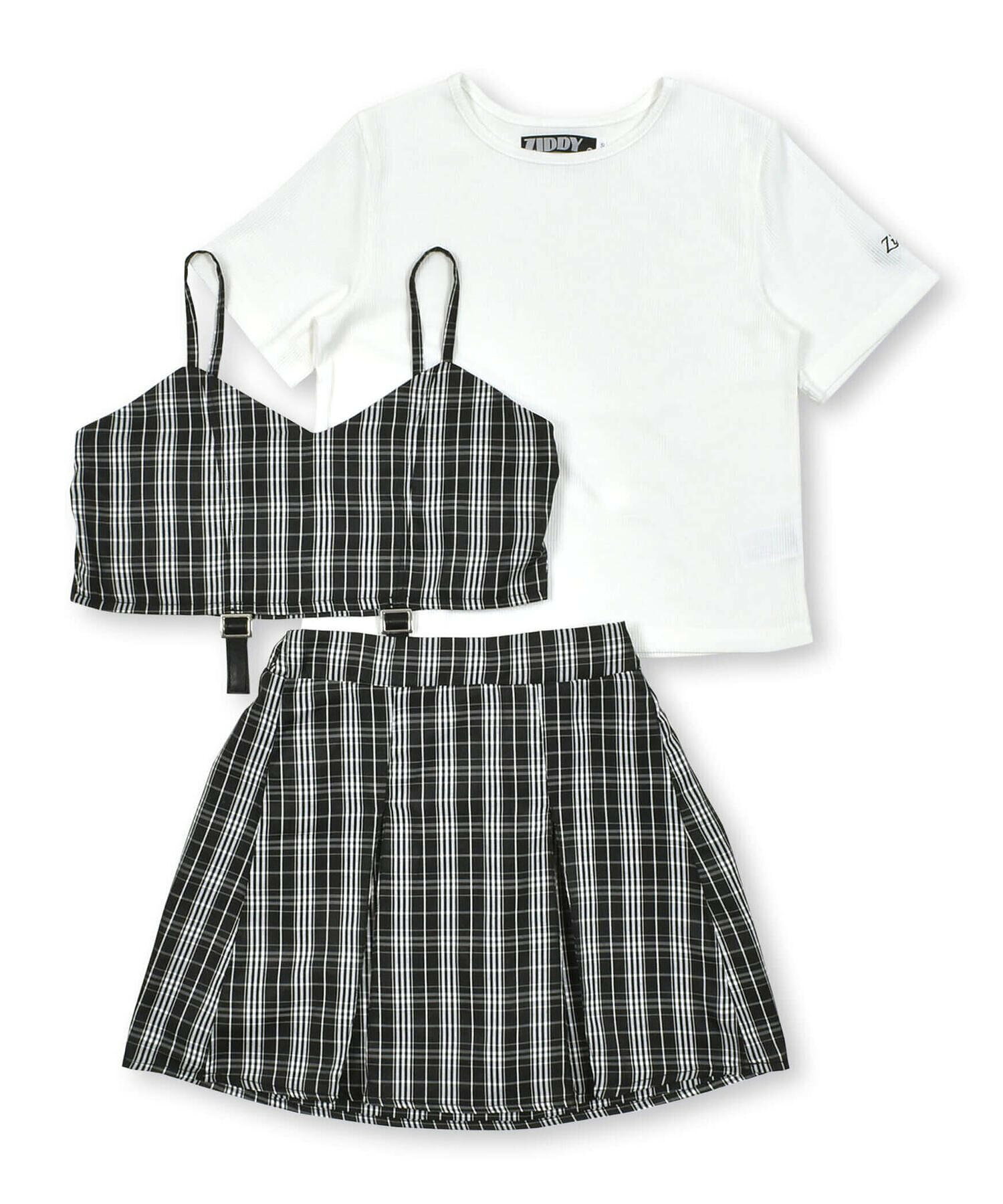 【 ニコ☆プチ 掲載 】ビスチェ&Tシャツ&インパンツ付きスカート3点セット(130~160cm)